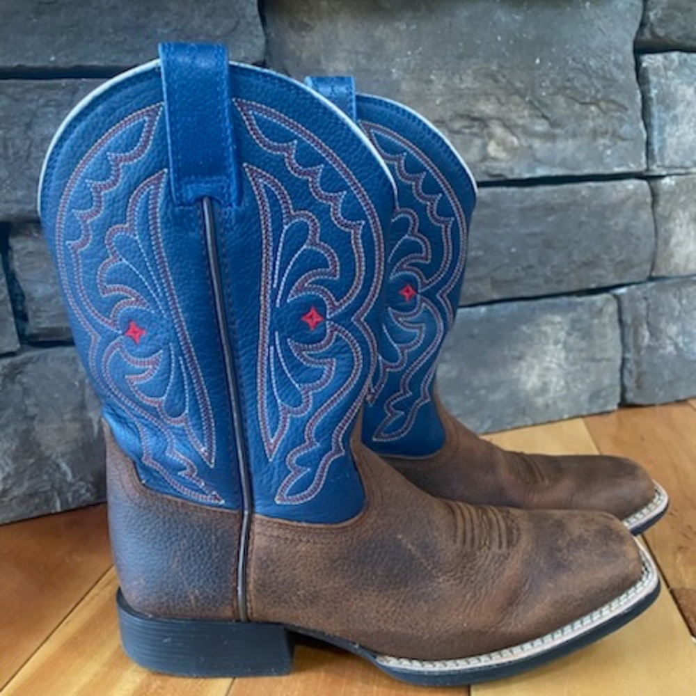 Ariat Quickdraw Square Toe Youth Kids Western Cowboy Boots - Picture 3 of 5